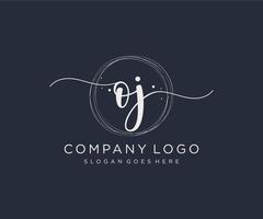 logotipo feminino inicial oj. utilizável para logotipos de natureza, salão, spa, cosméticos e beleza. elemento de modelo de design de logotipo de vetor plana.