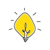 doodle mão desenhada de ícone de lâmpada. símbolo de ideia, criatividade, inovação, inspiração. ilustração vetorial vetor