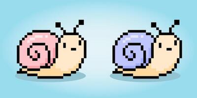 pixel de 8 bits de caracol. pixel animal para ativos de jogos e padrões de ponto cruz, em ilustrações vetoriais vetor