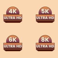 conjunto de ícones de resolução de vídeo ultra hd 5k 6k 8k e 4k vetor
