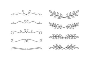 conjunto de ilustração vetorial de bordas orgânicas florais desenhadas à mão vetor