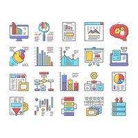 analisar vetor de conjunto de ícones de coleção infográfico