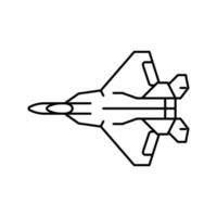 ilustração vetorial de ícone de linha de avião de avião de combate vetor