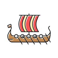 navio barco viking ilustração vetorial de ícone de cor vetor