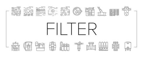 conjunto de ícones de coleção de equipamentos de filtro de água vetor