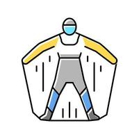 ilustração em vetor ícone de cor de esportista ativo extremo wingsuit