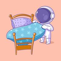 astronauta está fazendo sua cama vetor