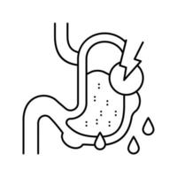 vazamentos na ilustração vetorial de ícone de linha do sistema gastrointestinal vetor