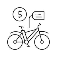 sinal de ilustração vetorial de ícone de linha de aluguel de bicicletas vetor