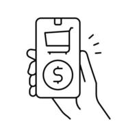 ilustração vetorial de ícone de linha de aplicativo de telefone de compra on-line vetor