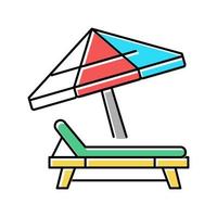 espreguiçadeira com ilustração vetorial de ícone de cor de guarda-chuva vetor
