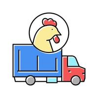 ilustração em vetor ícone de cor de transporte de caminhão de frango