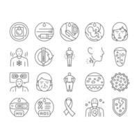 conjunto de ícones de fita médica de saúde de hiv aid vetor