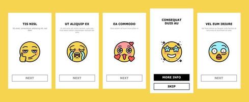 emoji emocional sorriso engraçado rosto conjunto de ícones de integração vetor