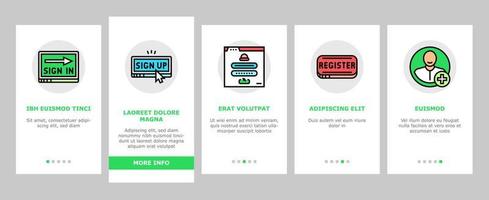 conjunto de ícones de integração de formulário de site de login de registro vetor
