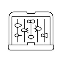 ilustração vetorial de ícone de linha de caixa de pesca com mosca vetor