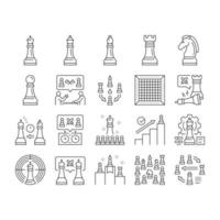 conjunto de ícones de figura de jogo de estratégia inteligente de xadrez vetor