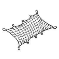 vetor de rede de peixe doodle, conceito de pesca desenhado à mão.