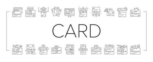 vetor de conjunto de ícones de coleção de pagamento de cartão de plástico