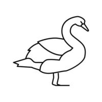ilustração vetorial de ícone de linha de pássaro selvagem de cisne vetor