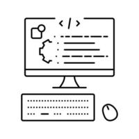 ilustração vetorial de ícone de linha de software escrito pelo usuário vetor