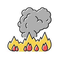 ilustração vetorial de ícone de cor de fumaça de fogo vetor