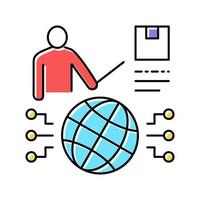ilustração em vetor ícone de cor de apresentação de pesquisa de mercado mundial