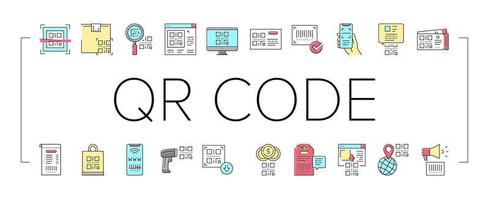 conjunto de ícones de coleção de identificação de código qr vetor