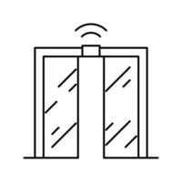 ilustração em vetor ícone de linha de porta de vidro aberta e fechada automática
