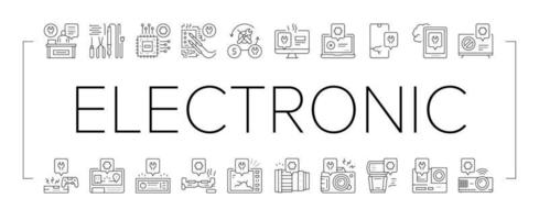 vetor de conjunto de ícones de coleção de reparo eletrônico