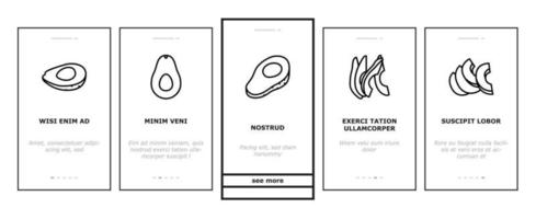 vetor de conjunto de ícones de integração de metade verde de comida de abacate