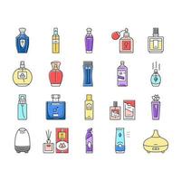 vetor de conjunto de ícones cosméticos de perfume de garrafa de fragrância