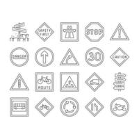 vetor de conjunto de ícones de informações rodoviárias de sinal de trânsito