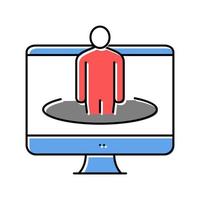 humano na ilustração vetorial de ícone de cor de tela de computador vetor