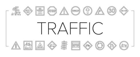 vetor de conjunto de ícones de informações rodoviárias de sinal de trânsito