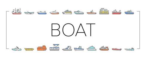 vetor de conjunto de ícones de tipos de transporte de água de barco