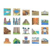 conjunto de ícones de paisagem famosa da américa do norte vetor