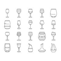 vetor de conjunto de ícones de álcool de bebida vermelha de copo de vinho
