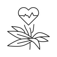 planta natural para ilustração vetorial de ícone de linha de fitoterapia de batimentos cardíacos vetor