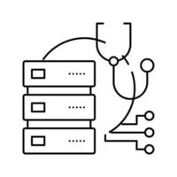 ilustração em vetor ícone de linha de reparo de tecnologia de servidor