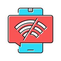 ilustração em vetor ícone de cor de telefone celular desconectado wifi