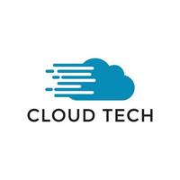 design de logotipo de tecnologia de nuvem. design de logotipo de nuvem de velocidade vetor