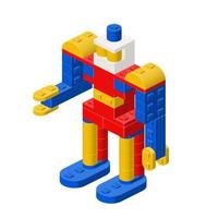 robô, brinquedo montado a partir de blocos de plástico e tijolos isométricos. clipart vetorial vetor