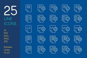 conjunto de ícones lineares de cores de documentos e arquivos vetor