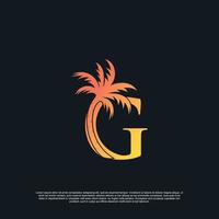 design de logotipo com combinação de letra g vetor premium de logotipo de palma