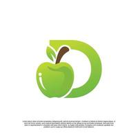 design de logotipo letra d com modelo de fruta logotipo fresco vetor premium