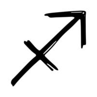 mão desenhada sagitário signo do zodíaco símbolo esotérico doodle elemento de clipart de astrologia para design vetor