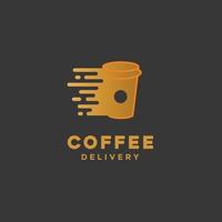 design de modelo de logotipo de café de entrega rápida de xícara rápida