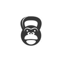 vetor de ícone de design de logotipo de esporte de ginástica de kettlebell de macaco gorila