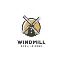 moinho de vento círculo logotipo design gráfico vintage vetor